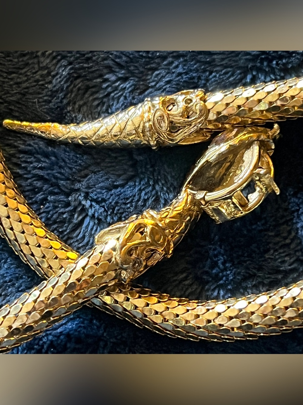 Whiting & Davis Vintage Mesh Snake Belt Necklace Lariat Serpent Signed 46” - Picture 11 of 16